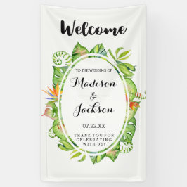 Tropical Palm Leaf Island Wreath Wedding Willkomme Banner