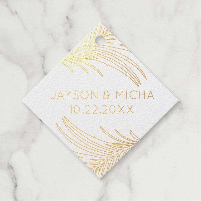 Tropical Palm Leaf Kontur Geschenkanhänger (Vorderseite)