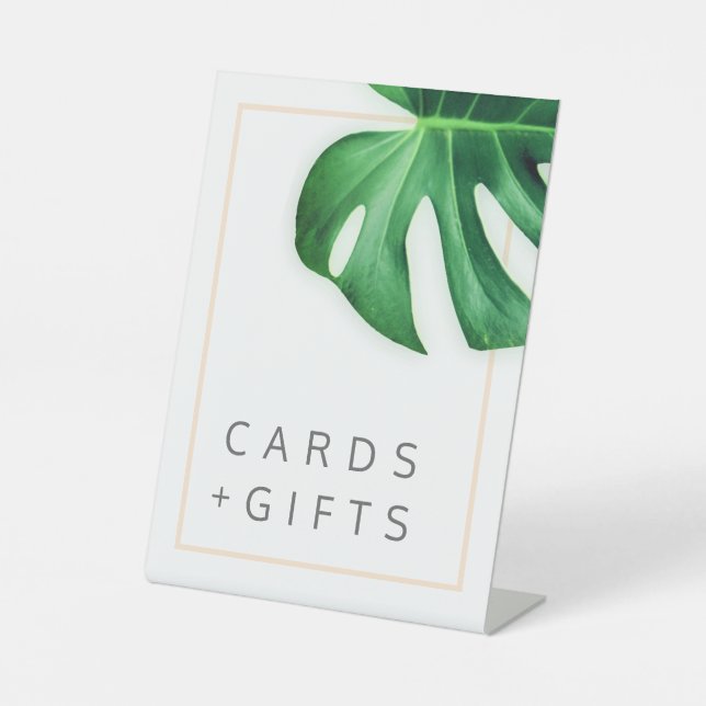 Tropical Palm Leaf Minimalistische Karten und Gesc Sockelschild (Vorderseite)