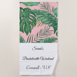 Tropical Palm Leaf Pink Bachelorette Beach Handtuc Strandtuch