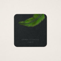 Tropical Palm Leaf Simplicity Square Business Card