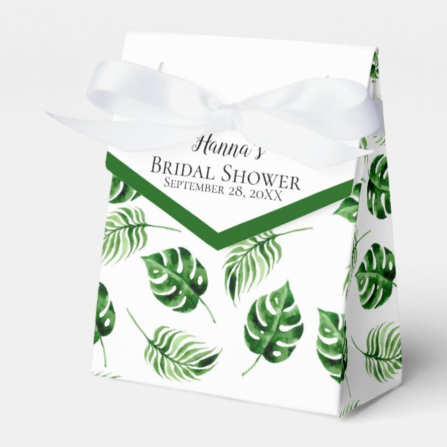 Tropical Palm Leaf Vielen Dank Brautparty Gefallen Geschenkschachtel (Vorderseite)
