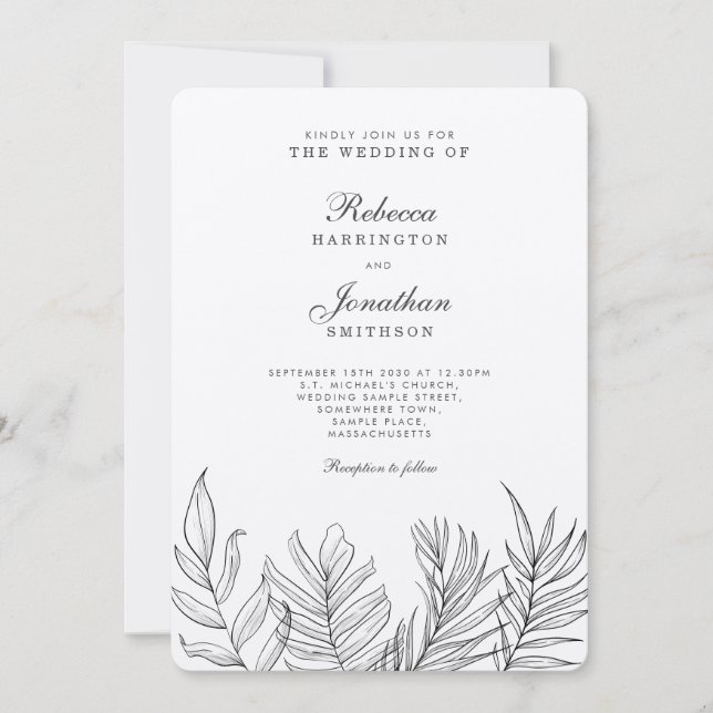 Tropical Palm Leaf Vintage Hochzeit Einladung (Vorderseite)