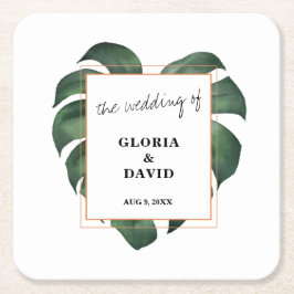 Tropical Palm Leaf Wedding Rechteckiger Pappuntersetzer