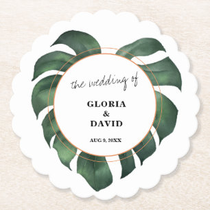 Tropical Palm Leaf Wedding Untersetzer