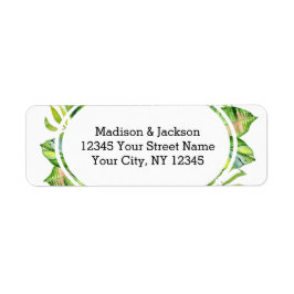 Tropical Palm Leaf Wreath Wedding Rücksendeadresse