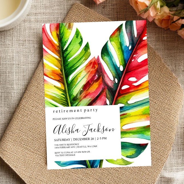 Tropical Palm Leaves Retirement Party Invitation   (Créateur téléchargé)