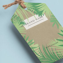Tropical Palm Logo QR Code Hang Tags W/String