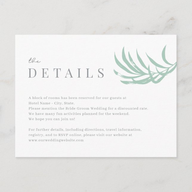 Tropical Palm Mariage Détails Carte de boîtier (Devant)