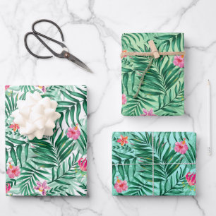 Tropical Palm & Monstera Blätter & exotische Blume