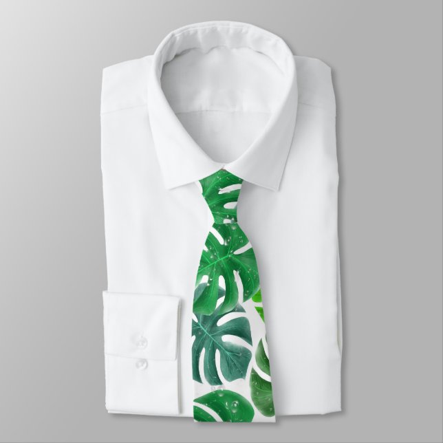 Tropical Palm Monstera Green Blätter Krawatte (Gebunden)