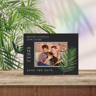 Tropical Palm Night Sky Save the Date Minimalistis