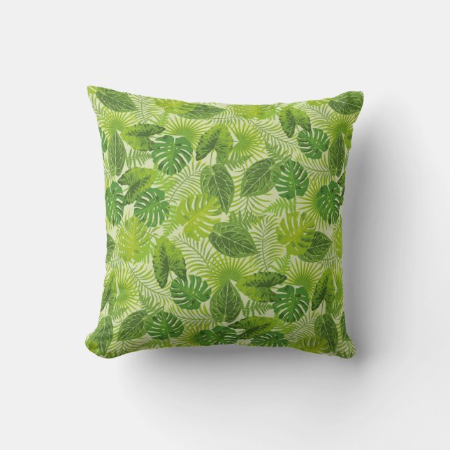 Tropical Palm Throw Kissen (Vorderseite)