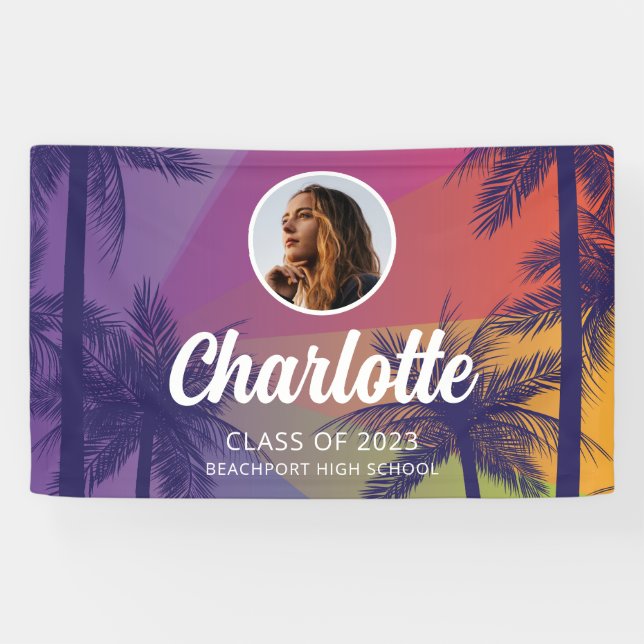 Tropical Palm Tree Abschluss Banner (Horizontal)