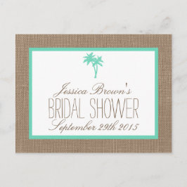 Tropical Palm Tree Beach Brautparty Rezept Card Einladungspostkarte
