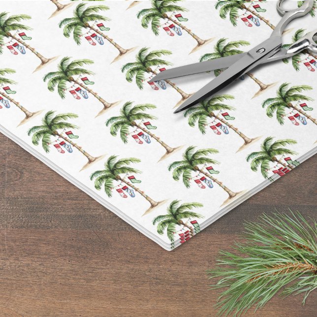 Tropical Palm Tree Beach Christmas Seidenpapier (Tropical Palm Tree Beach Christmas Tissue Paper)