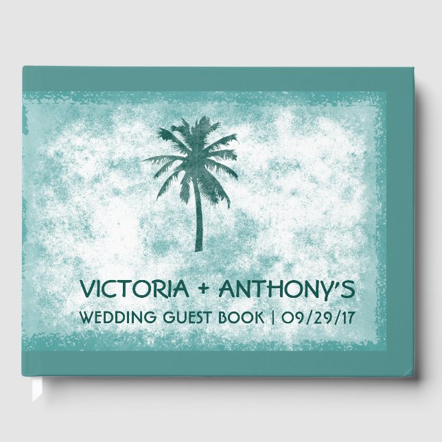 Tropical Palm Tree Beach Hochzeit Gästebuch (Vorderseite)