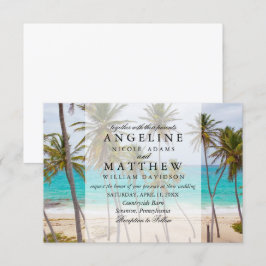 Tropical Palm Tree Beach Hochzeit in Urlaubsort Ca Einladung