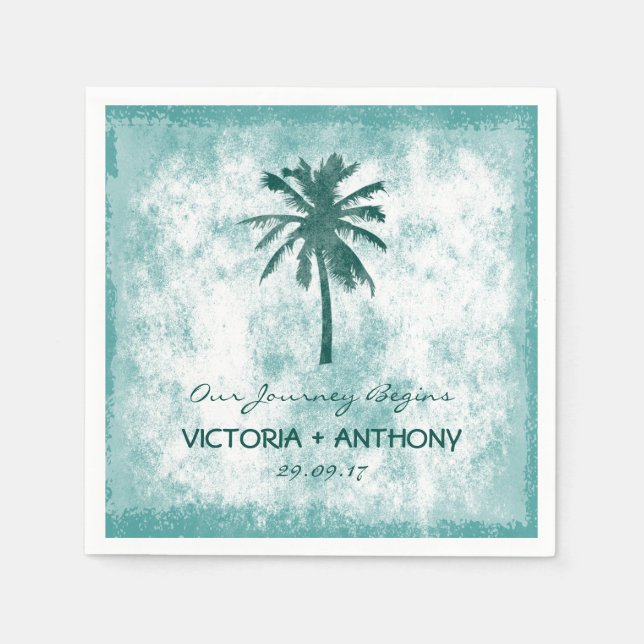 Tropical Palm Tree Beach Hochzeit Serviette (Vorderseite)