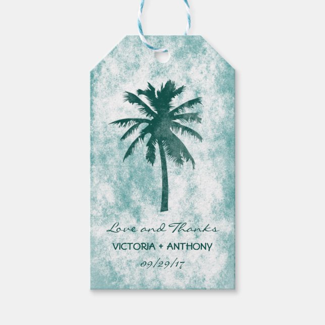 Tropical Palm Tree Beach Hochzeit Vielen Dank Geschenkanhänger (Vorderseite)