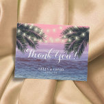 Tropical Palm Tree Beach Hochzeit Vielen Dank Postkarte<br><div class="desc">Tropical Palm Tree & String Lights Beach Hochzeit danke Karten.</div>
