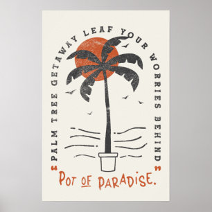 Tropical Palm Tree Beach Vibes Summer Sun Retro Poster