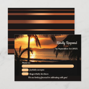 Tropical Palm Tree Beach Wedding RSVP Card Einladung