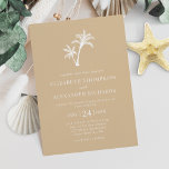 Tropical Palm Tree Beige Beach Sand Wedding Einladung<br><div class="desc">This simple minimal beige beach sand colored tropical beach wedding invitation features two palm trees at the top,  with classic elegant text.</div>