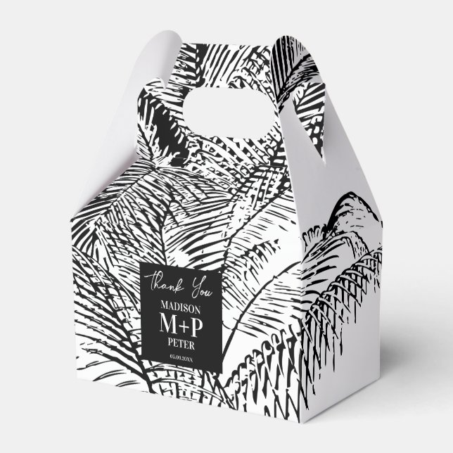 Tropical Palm Tree Blätter Abstrakte Hochzeiten am Geschenkschachtel (Vorderseite)