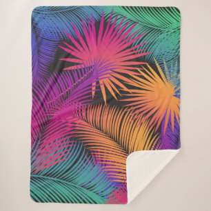 Tropical Palm Tree Blätter Jungle Rainbow Sherpadecke