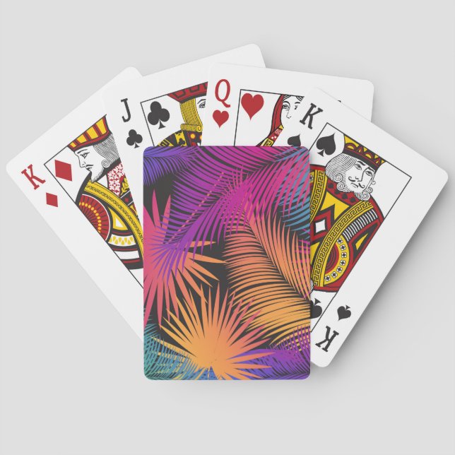 Tropical Palm Tree Blätter Jungle Rainbow Spielkarten (Rückseite)