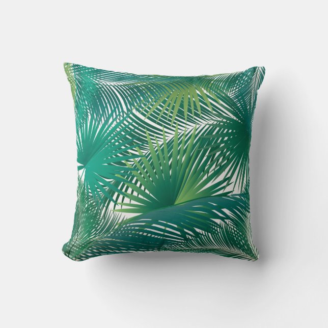 Tropical Palm Tree Blätter Muster Aquarell Trend Kissen (Vorderseite)