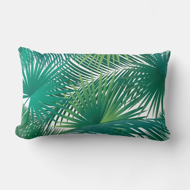 Tropical Palm Tree Blätter Muster Aquarell Trend Lendenkissen (Vorderseite)