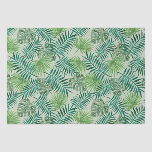 Tropical Palm Tree Blätter Muster Grün Seidenpapier (Vorderseite)