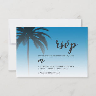 Tropical Palm Tree Blue Beach Hochzeit RSVP Karte