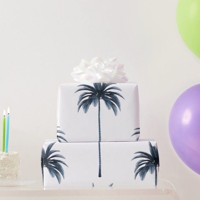 Tropical Palm Tree Blue White Gift Geschenkpapier (Partygeschenke)