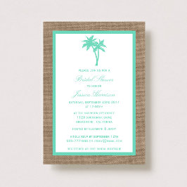 Tropical Palm Tree Burlap Beach Brautparty Einladung