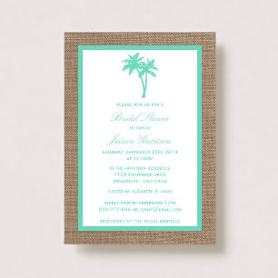 Tropical Palm Tree Burlap Beach Brautparty Einladung