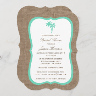 Tropical Palm Tree Burlap Beach Brautparty Einladung