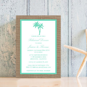 Tropical Palm Tree Burlap Beach Probe Dinner Einladung