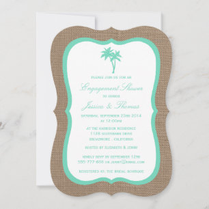 Tropical Palm Tree Burlap Beach Verlobung Dusche Einladung