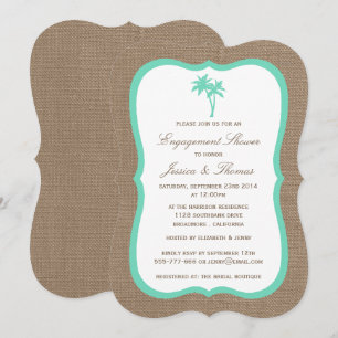 Tropical Palm Tree Burlap Beach Verlobung Dusche Einladung