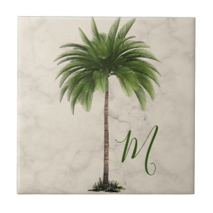 Tropical Palm Tree Champagne Marble Elegante Fliese