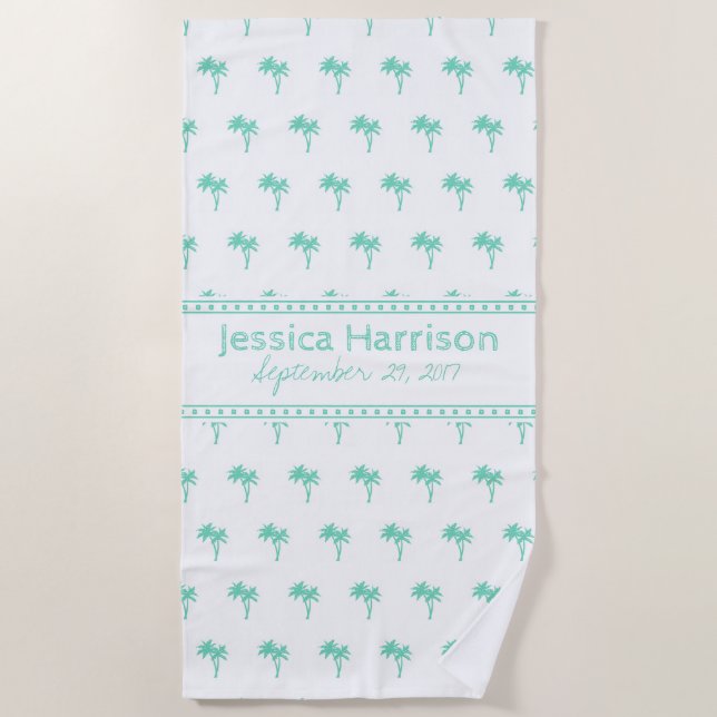 Tropical Palm Tree Custom Beach Handtuch (Vorderseite)
