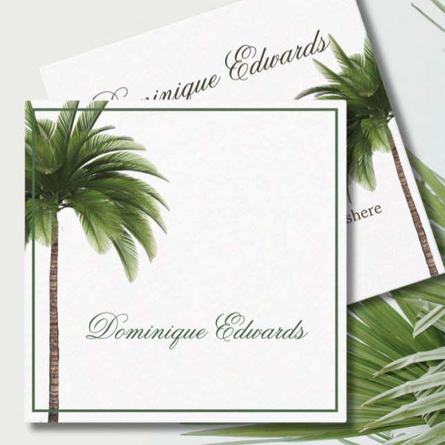 Tropical Palm Tree Elegant Einfach Stilvoll Quadratische Visitenkarte (Von Creator hochgeladen)