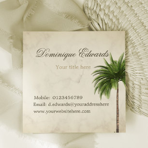 Tropical Palm Tree Elegante Marbled Stilvoll Quadratische Visitenkarte
