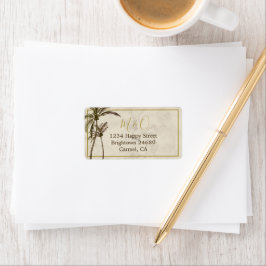 Tropical Palm Tree Elegante Moderne Rustikale Hoch Adressaufkleber
