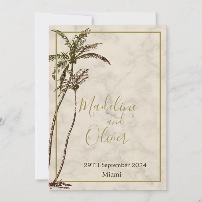 Tropical Palm Tree Elegante Moderne Rustikale Hoch Einladung (Vorderseite)