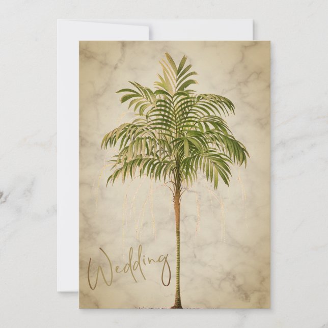 Tropical Palm Tree Elegante Moderne schicke Hochze Einladung (Vorderseite)