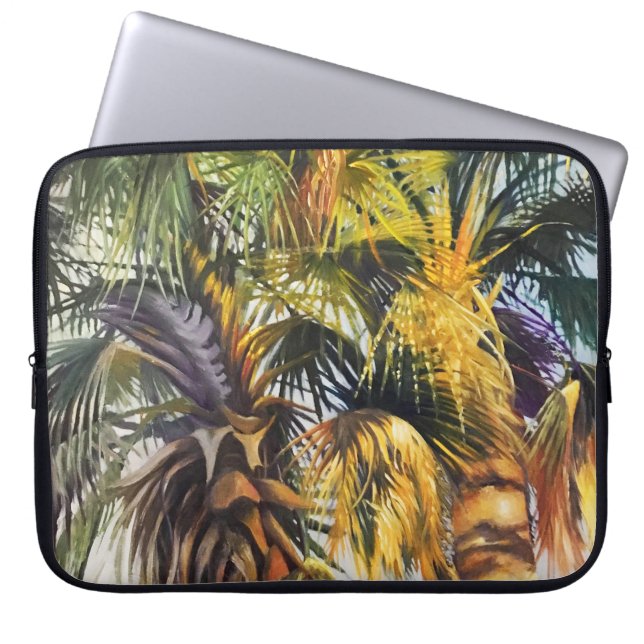 Tropical Palm Tree farbenfrohe Originalgemälde Laptopschutzhülle (Vorderseite)